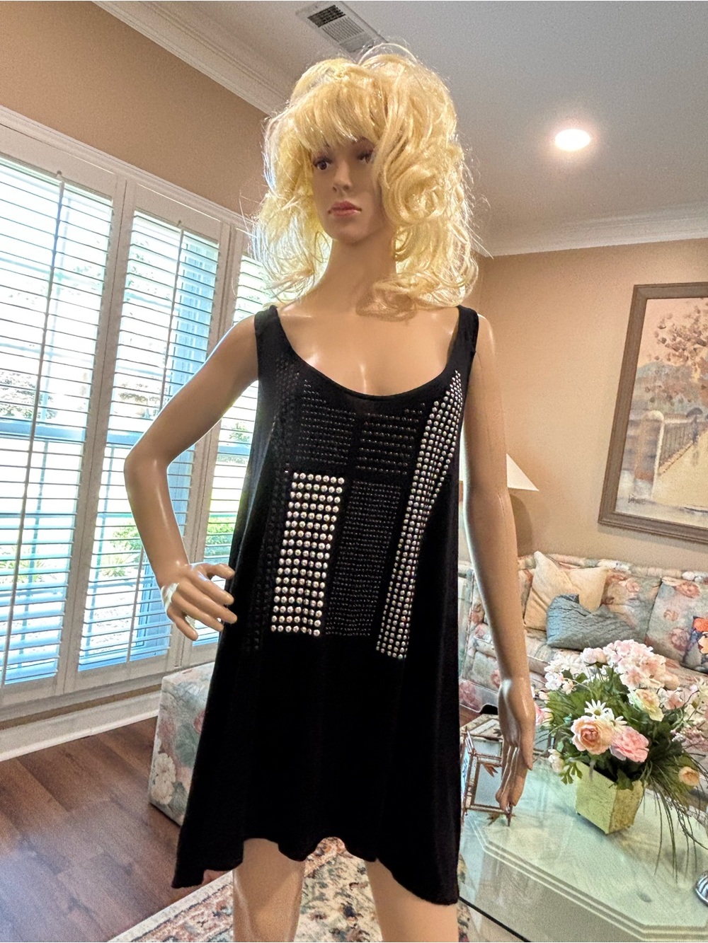 Studded Black Sleeveless Tunic